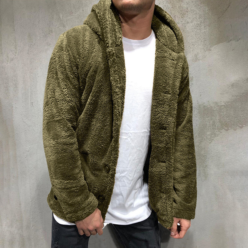 Men's Teddy Bear Fluffy Fleece Cardigan 